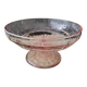 Footed bowl, pressed glass compote in pink Art Deco style.