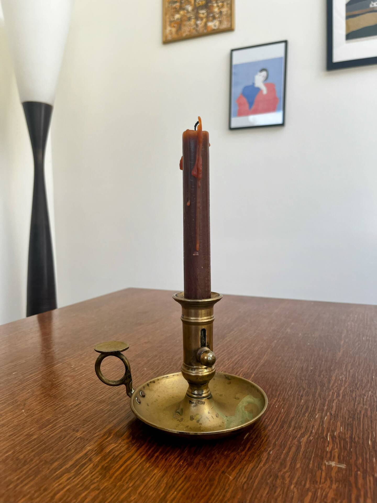 Antique push candle holder