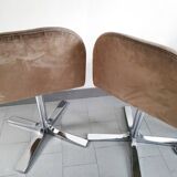 Suite de 4 chaises vintage 1970 en daim & acier