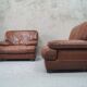 A pair of vintage Italian leather Lounge Chairs, 1970s