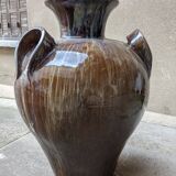 XXL amphora jar in Art Nouveau enamelled stoneware circa 1900