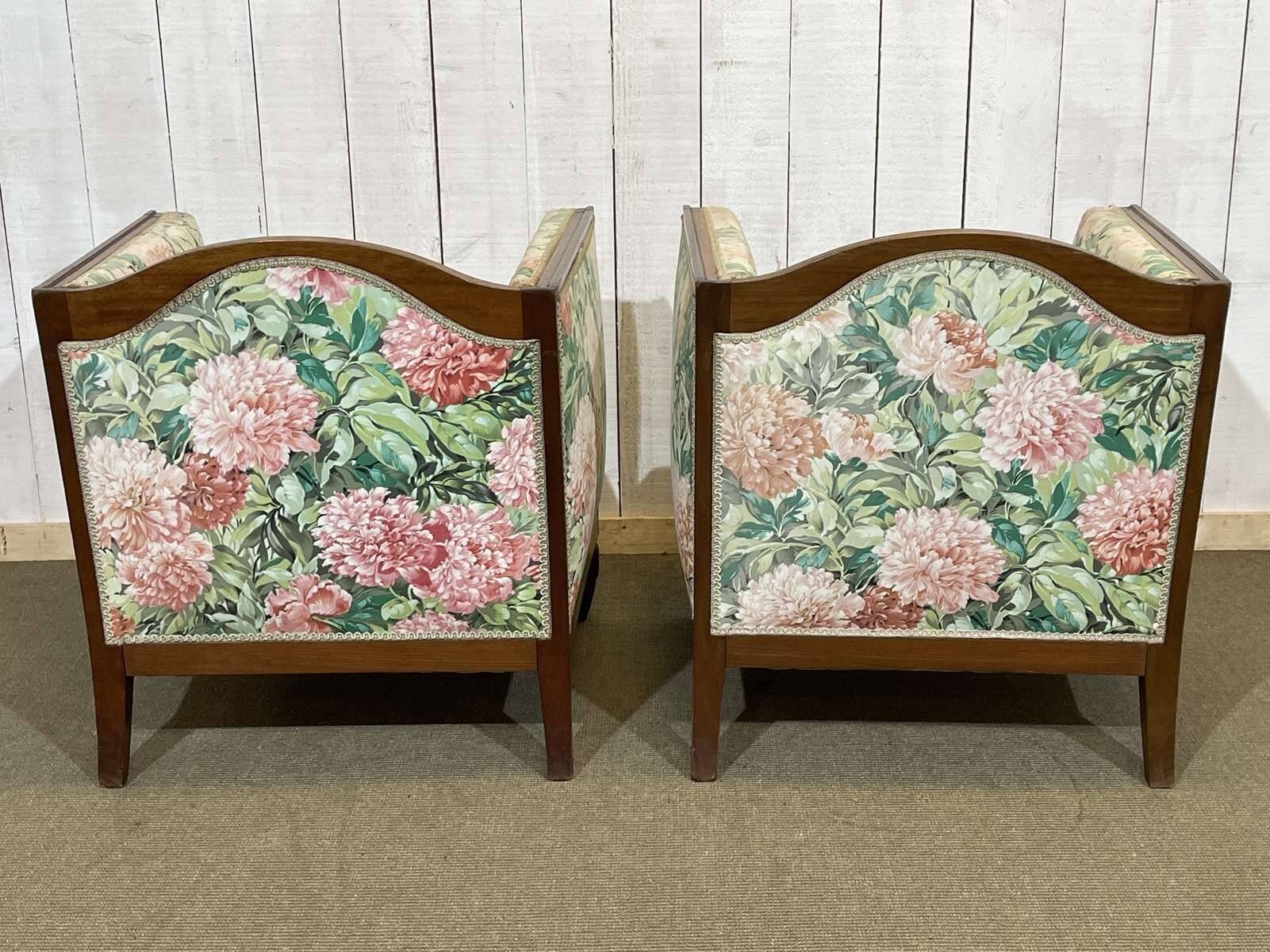 Pair of Art Deco armchairs in mahogany from the 1930s.