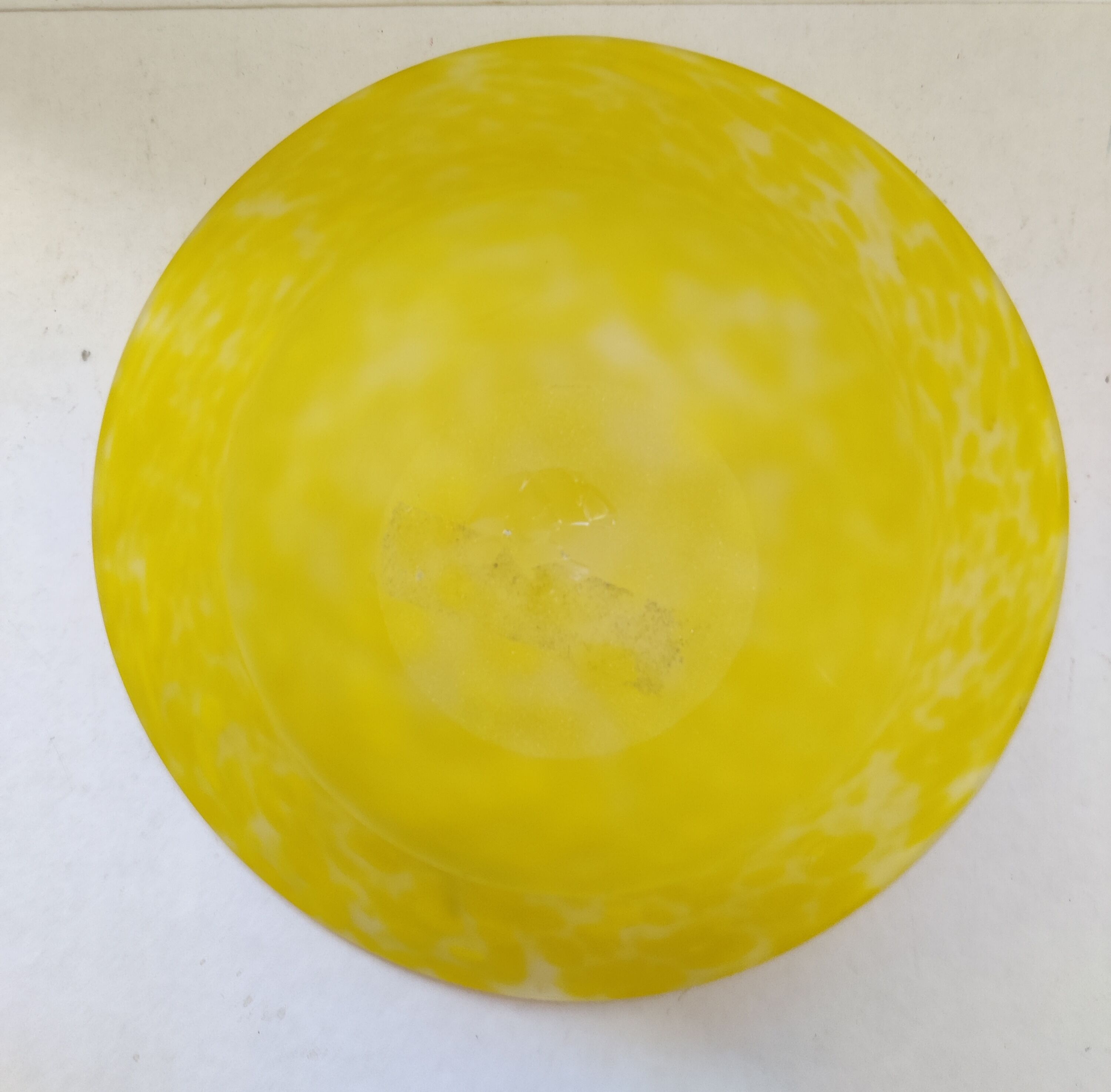 Yellow speckled frosted glass bowl
