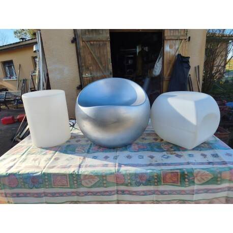 3 Vintage MOBO and Dupont Stools or Poufs