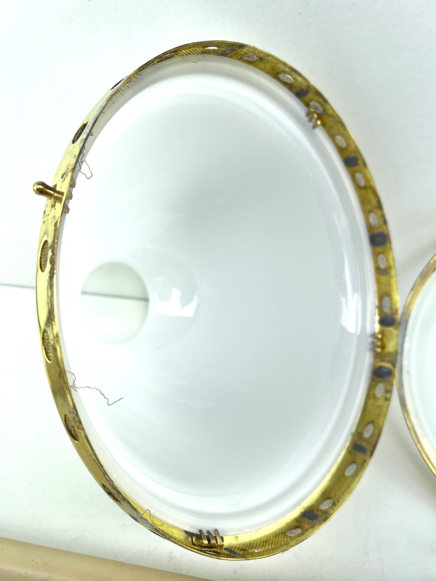 Chandelier 1920 opaline and frosted glass brand bag paris