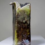 Grand vase Raku d'art pièce unique vintage signé