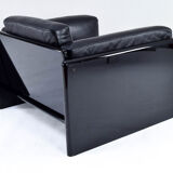 Fauteuil Simone en cuir noir par Ufficio Progetti Gavina pour Simon International