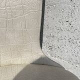 Set of 4 vintage Baumann chairs, in wood and white faux leather, model ESSOR.