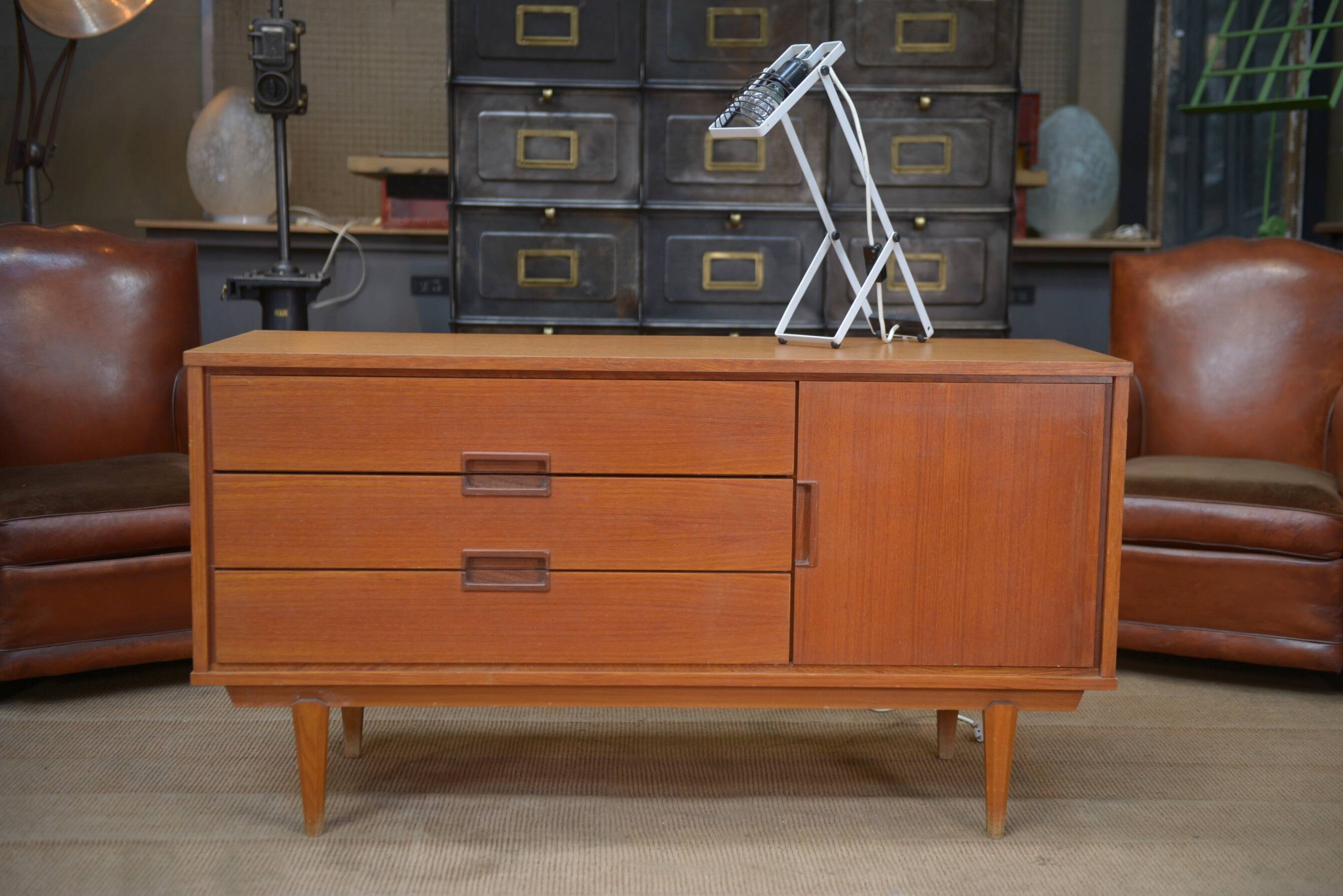 Small vintage teak low cabinet 1960