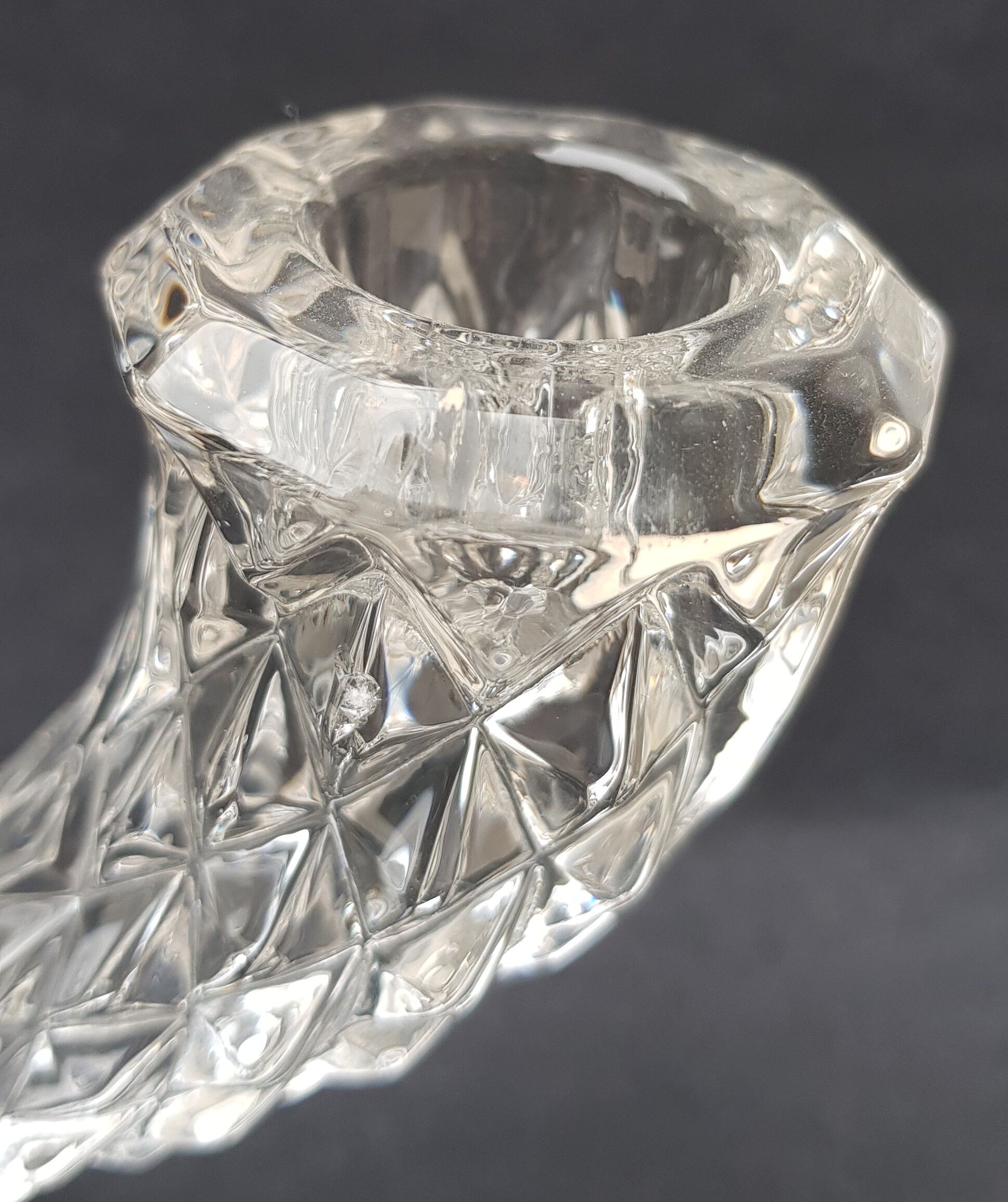 70s chiseled crystal chandelier duo