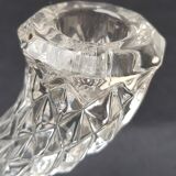 70s chiseled crystal chandelier duo