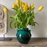 Vase ball enamelled green Gustave Asch for Primavera model ball called Sainte Radegonde