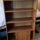 Vintage: Wooden display cabinet with 5 shelves, 4 wooden legs.