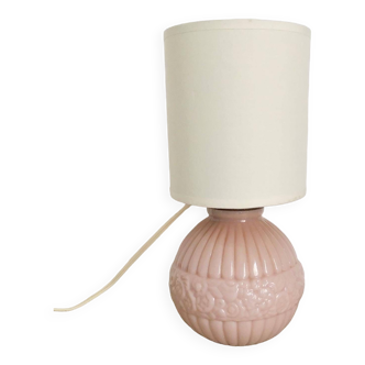 Pied de lampe rose en opaline vintage