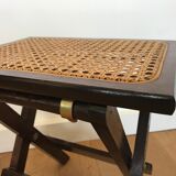 Wood and caning folding stool