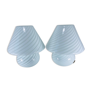 paire de lampes champignon - verre murano