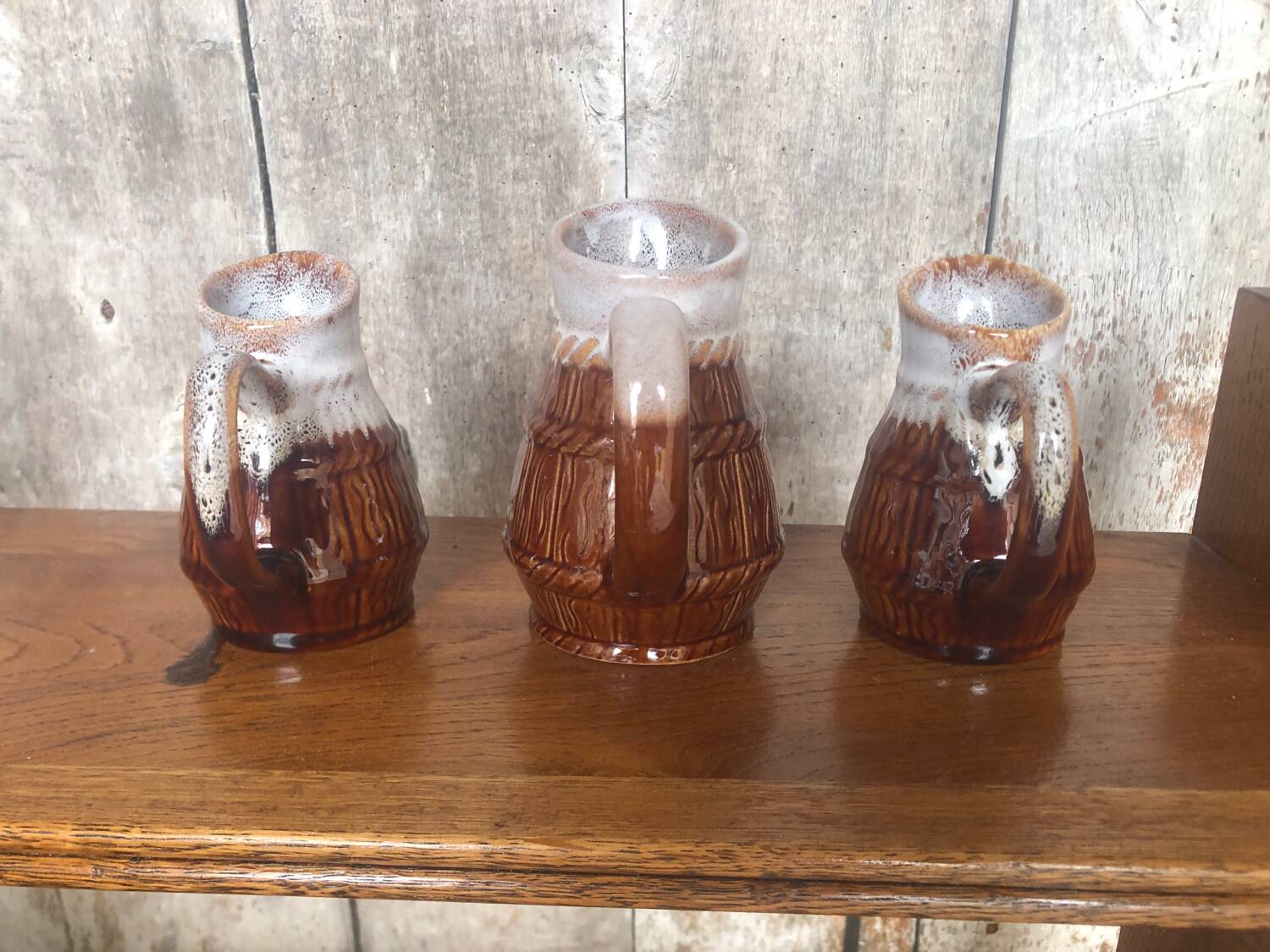 Set of 3 old revol b63 flamed ceramic pitchers 0.25l & 0.5l