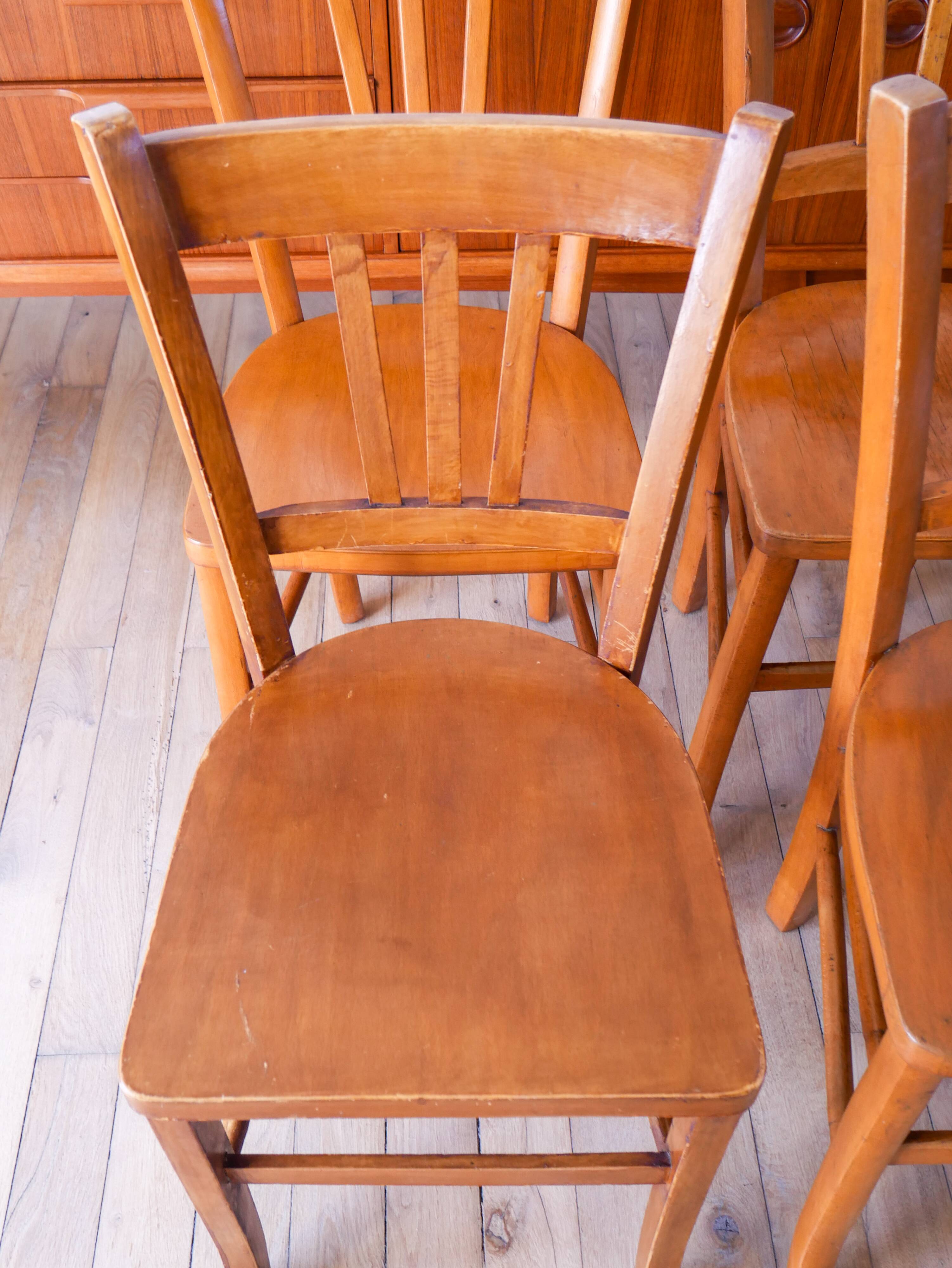 Set of 6 Luterma wooden bistro chairs 1950