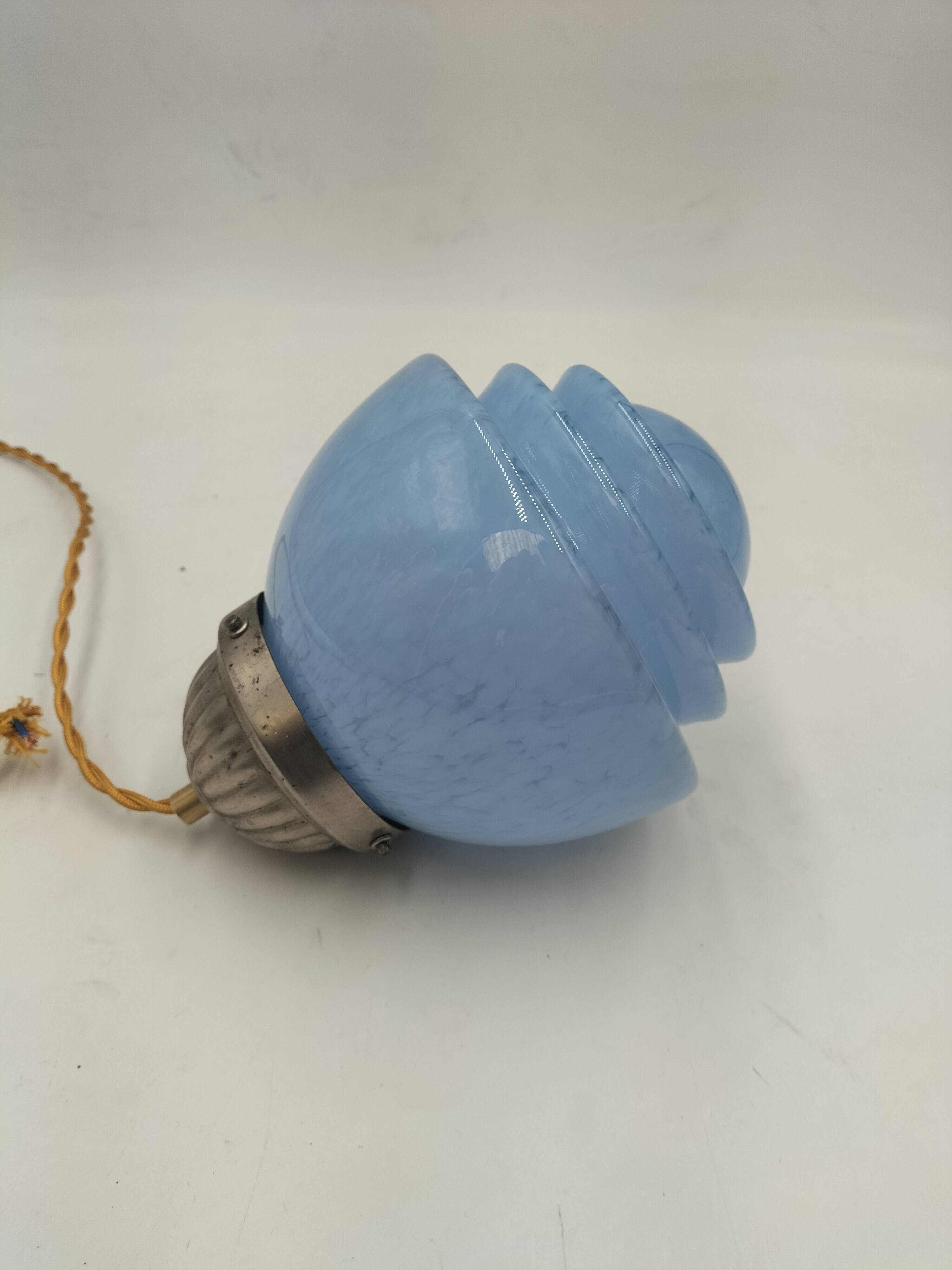 Speckled blue opaline pendant light