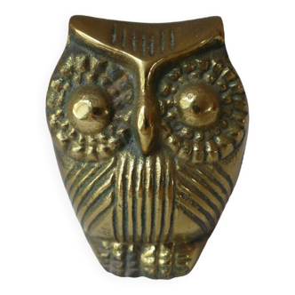 Miniature Owl Figure in Vintage Brass