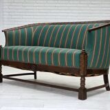 1950s, Danish 2-seater sofa, green furniture wool, oak wood.