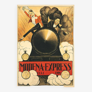 Affiche original chemin de Fer Modena Express par Umberto Tirelli 1905 - On linen