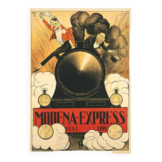 Affiche original chemin de Fer Modena Express par Umberto Tirelli 1905 - On linen