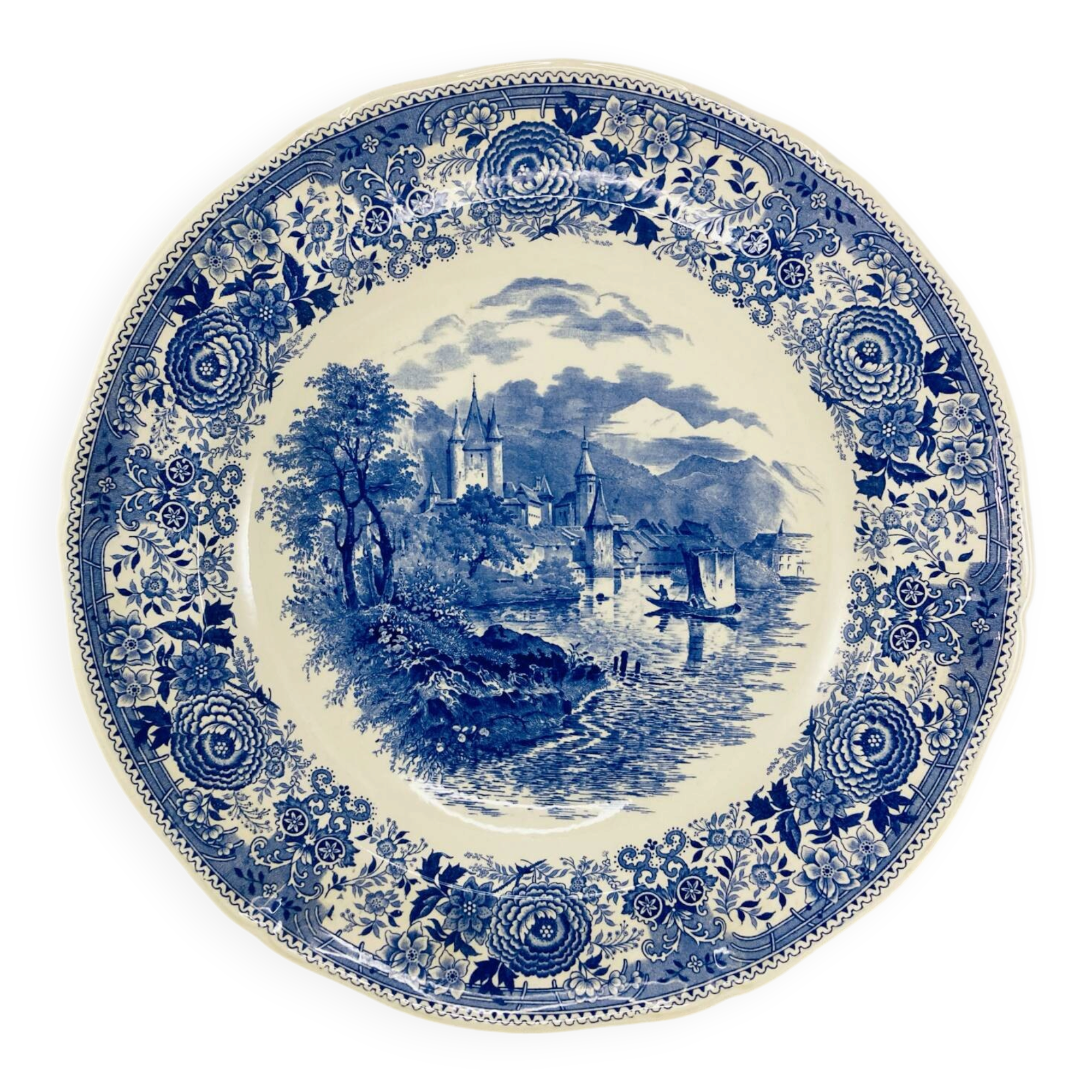 Large Deep Round Plate Villeroy and Boch Burgenland Model Blue