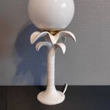 Italian white ceramic palm lamp and opaline globe