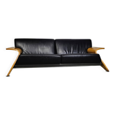 Harvink Mazurka Black Leather Sofa 1980s