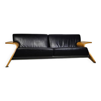Canapé en cuir noir Harvink Mazurka années 1980