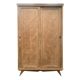 Vintage wardrobe with compass legs in raw wood, sliding doors, 1960s