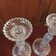 pair of molded glass candlesticks