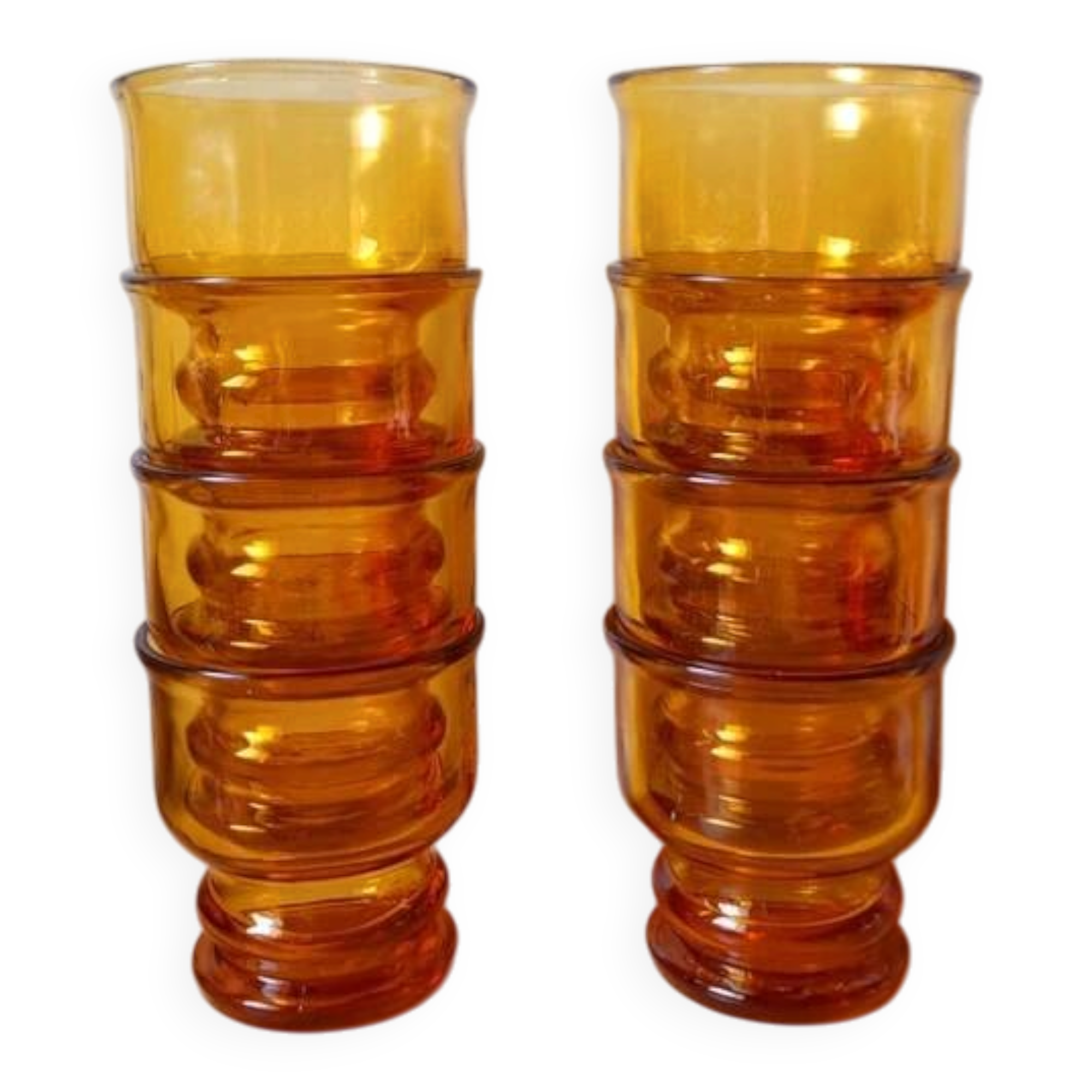 Lot de huit verres ambrés, Pernod 1970