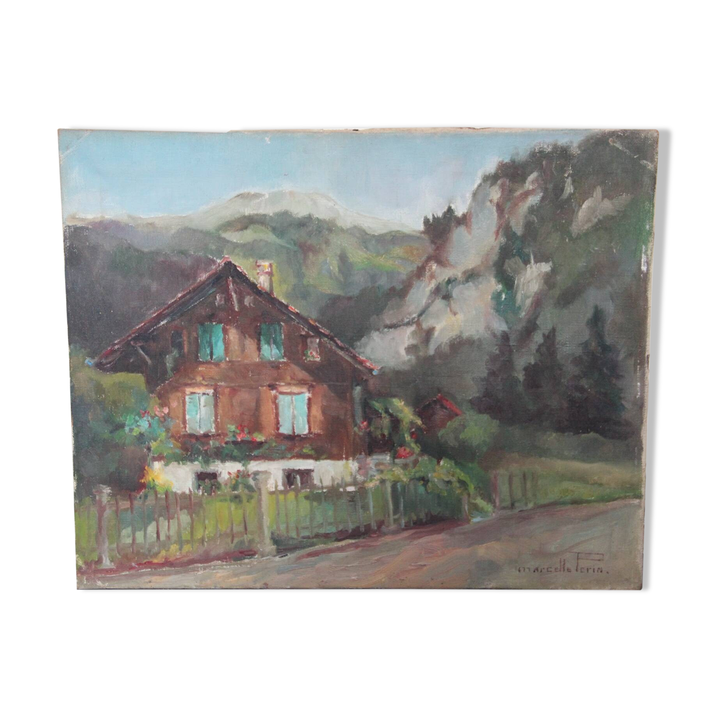 Chalet in the mountains, HST painting 40 x 50