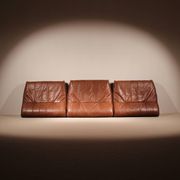 Lit de jour 'DS-80' en cuir patchwork cognac par De Sede, Suisse