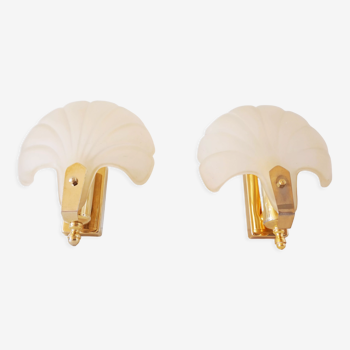 Pair of glass shell sconces