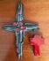 Vintage pair of glazed terracotta crosses
