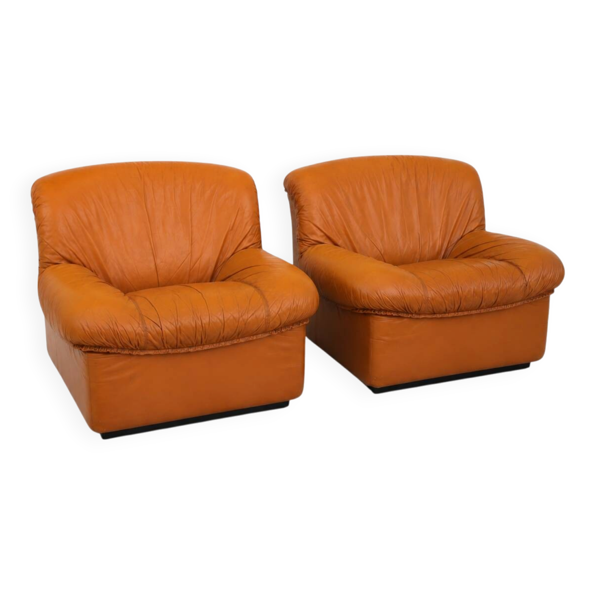 1970’s Vintage cognac leather lounge chairs ‘Giusy’ from Neoflex, Italy