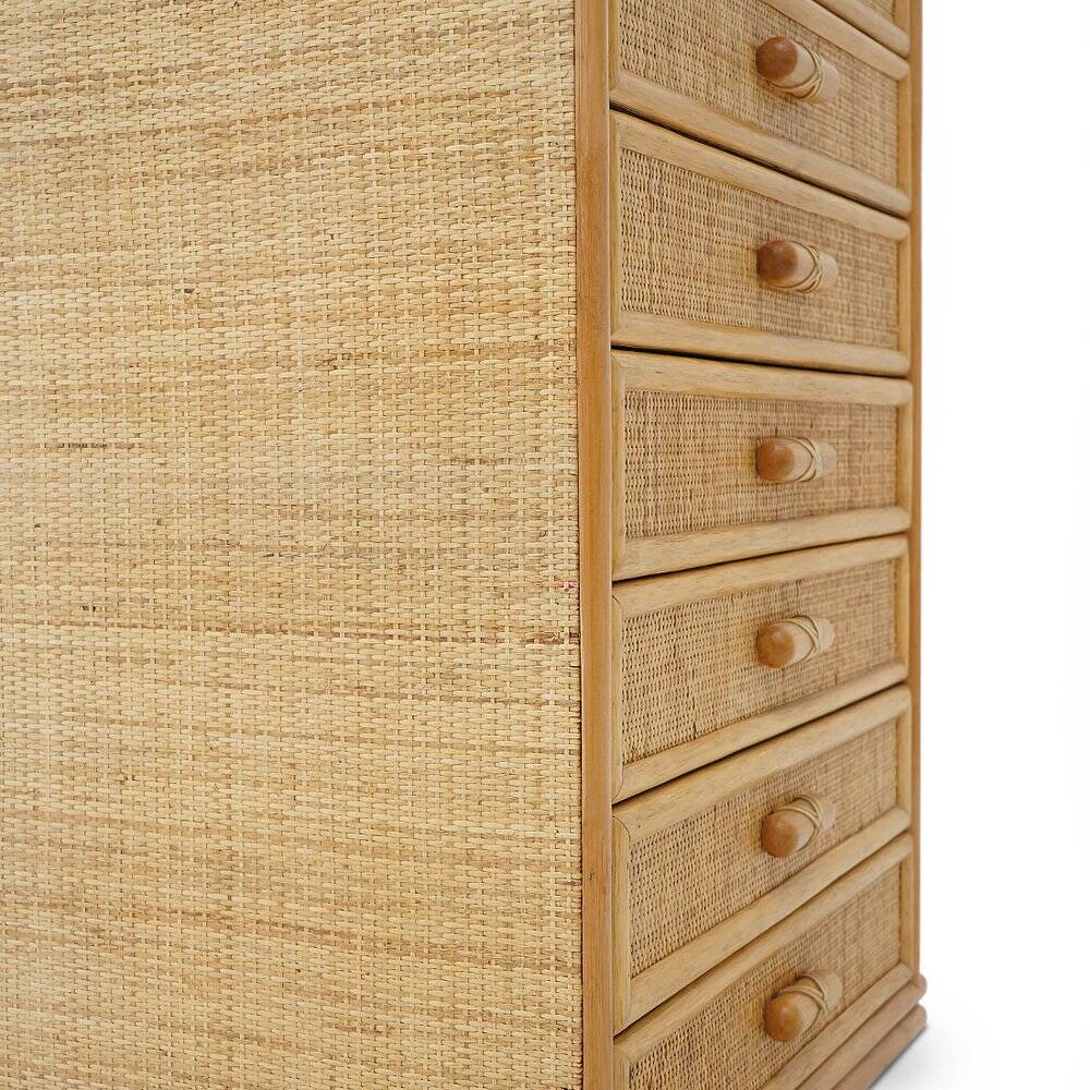 Woven wicker chest of drawers, 1980s