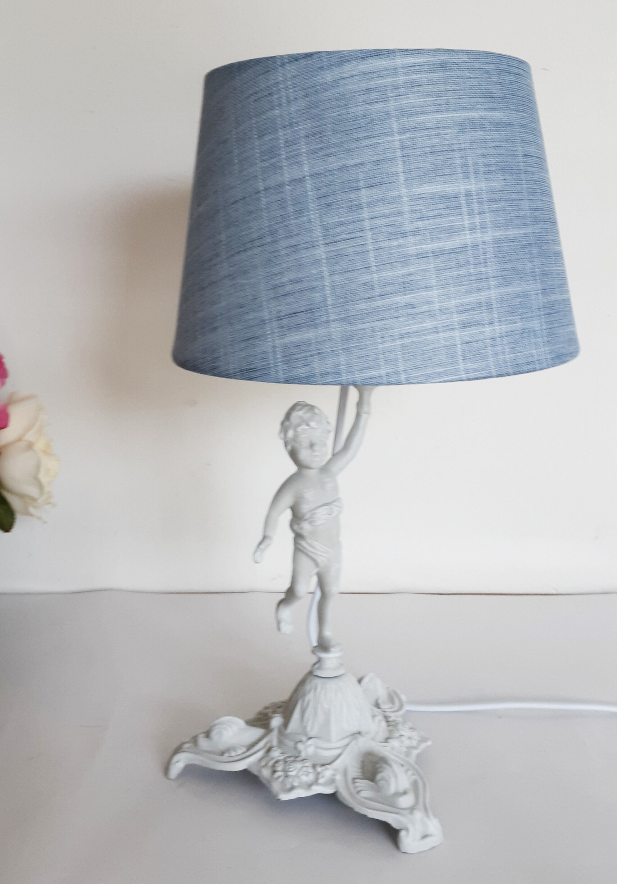 Gray patinated angel bedside lamp