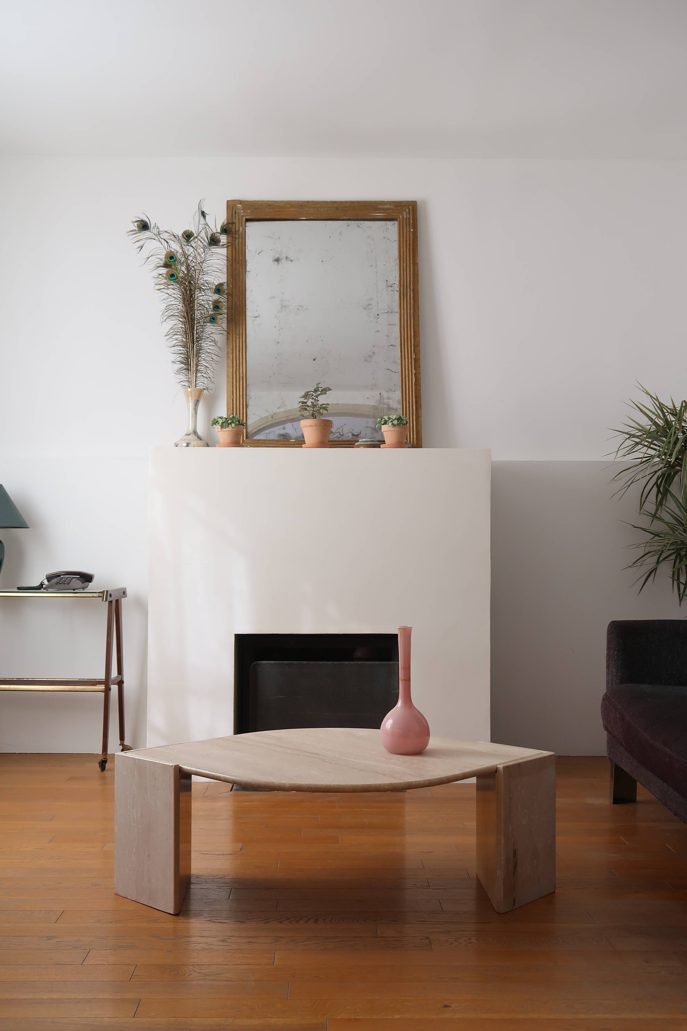 Travertine coffee table Roche Bobois