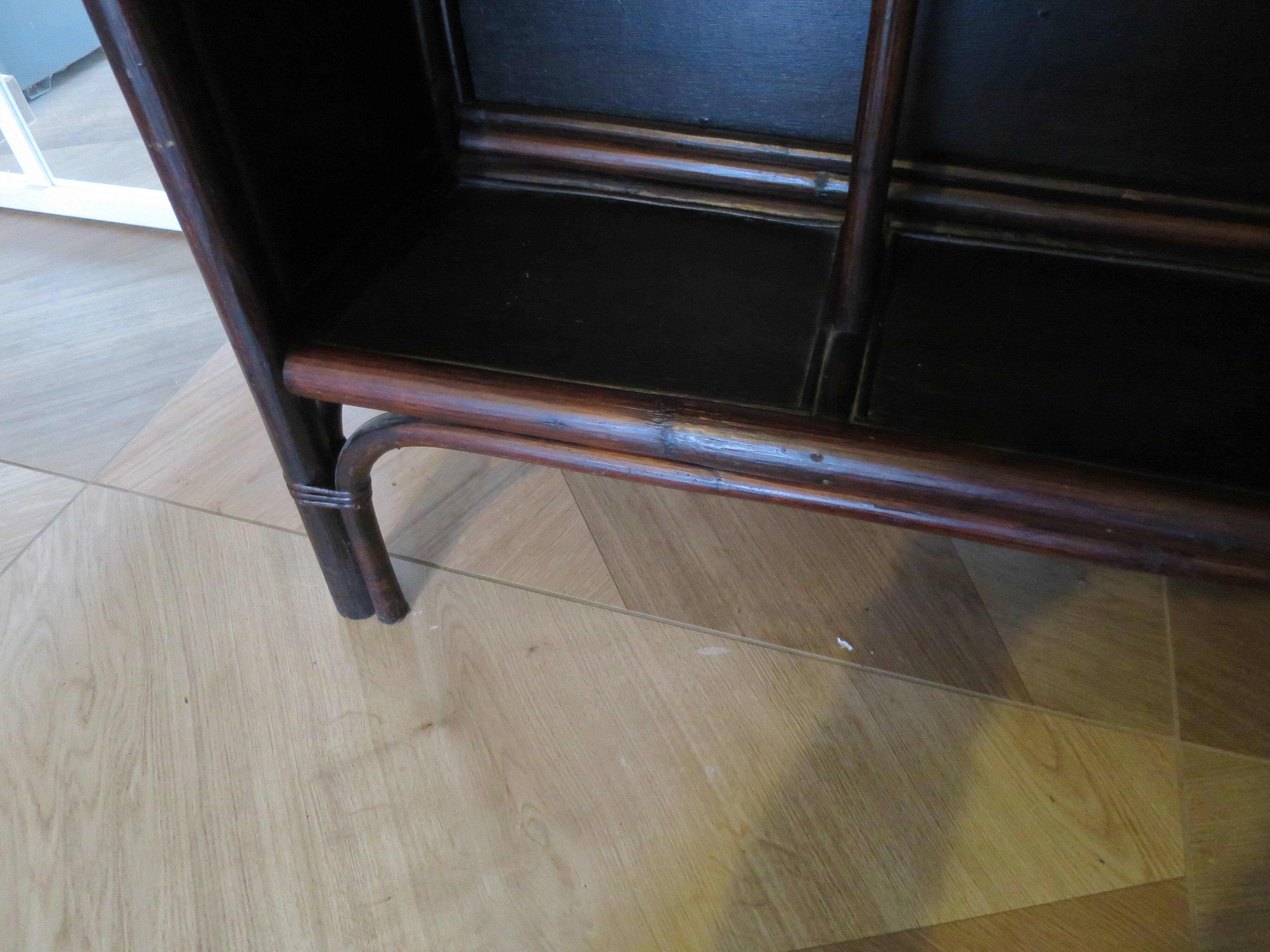 Rare vintage bar cabinet shelf wood woven rattan 80s retro