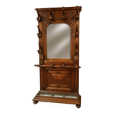 entrance hall wardrobe with mirror in walnut – 19th century