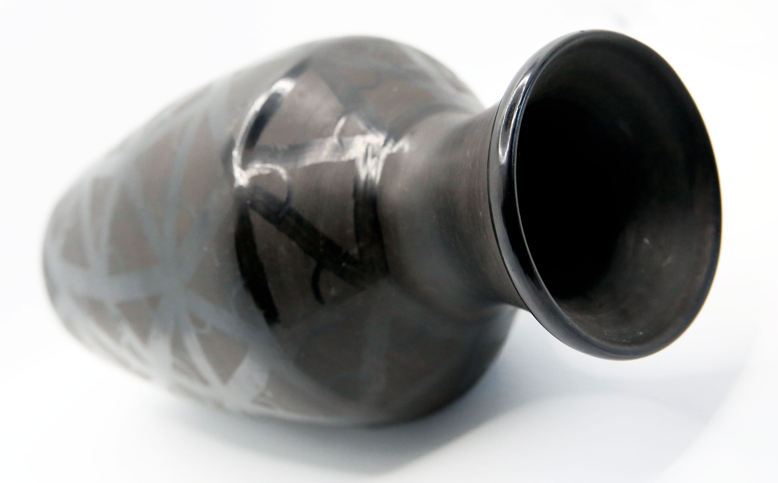 Vintage handmade vase from Romania in black ceramic