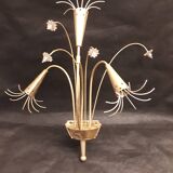 Pair sconces metal dore décor stars Lunel vintage 1950