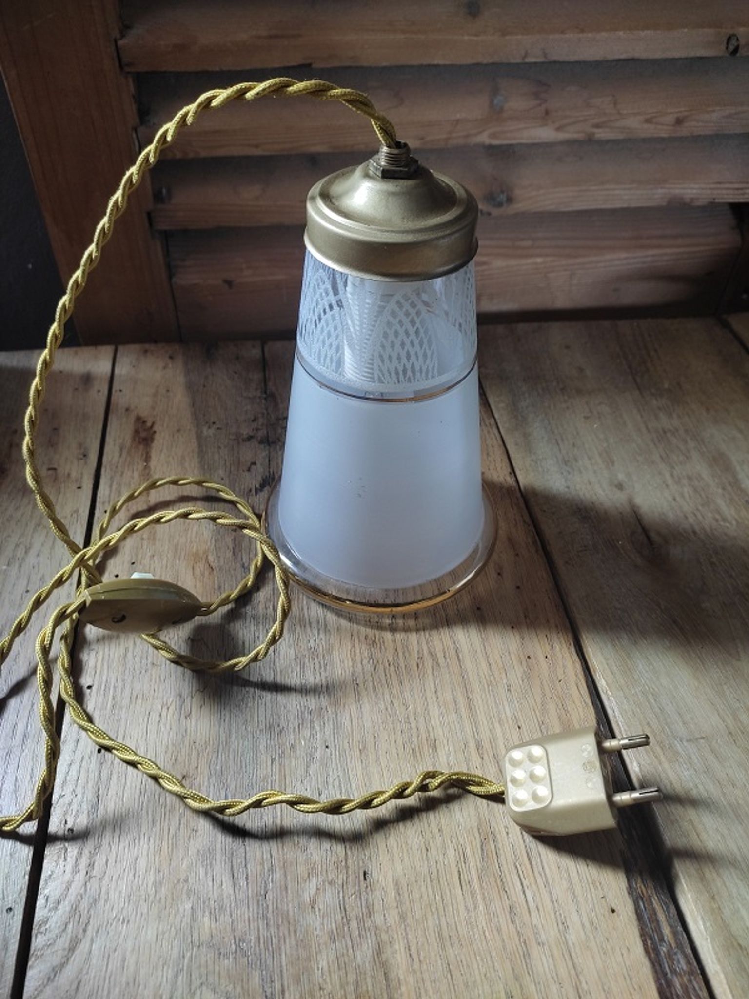 Walkman lamp lampshade in sandblasted glass art deco gilded old vintage