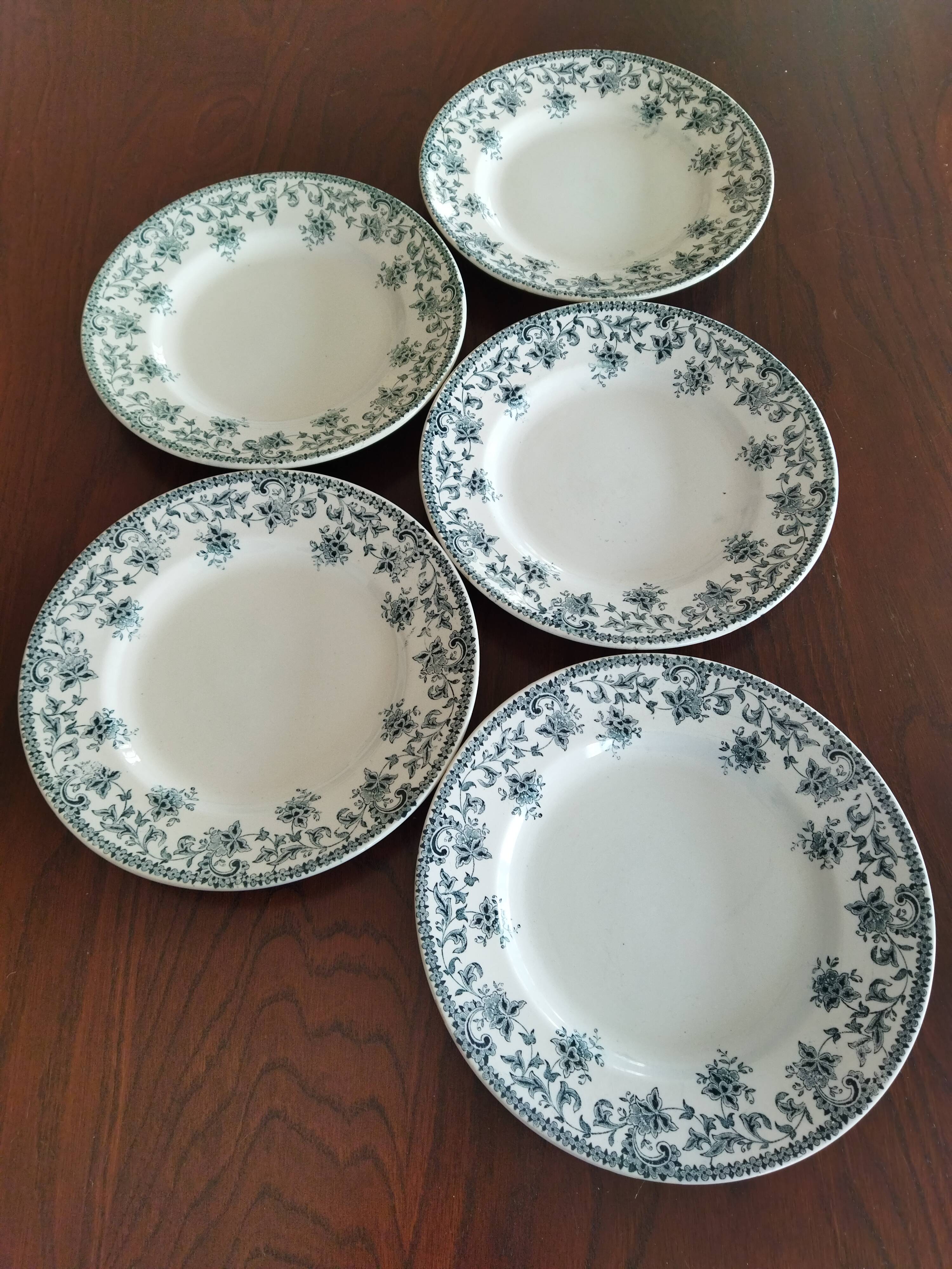 5 flat plates in St Amand "Jane" iron clay