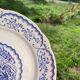8 flat plates Digoin Sarreguemines blue and white vintage with countryside village décor