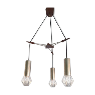 Suspension à 3 lampes design mid century  1970s